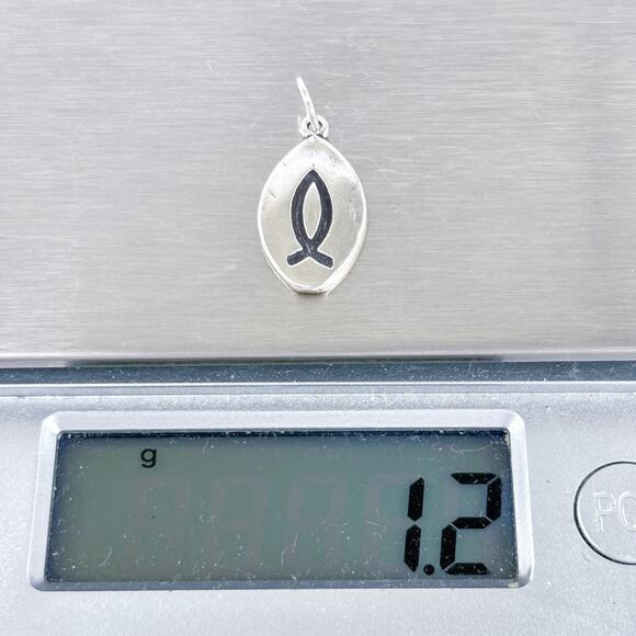 Sterling Silver Christian Ichthys Fish Pendant | Vintage Religious Charm Jewelry - Picture 6 of 12